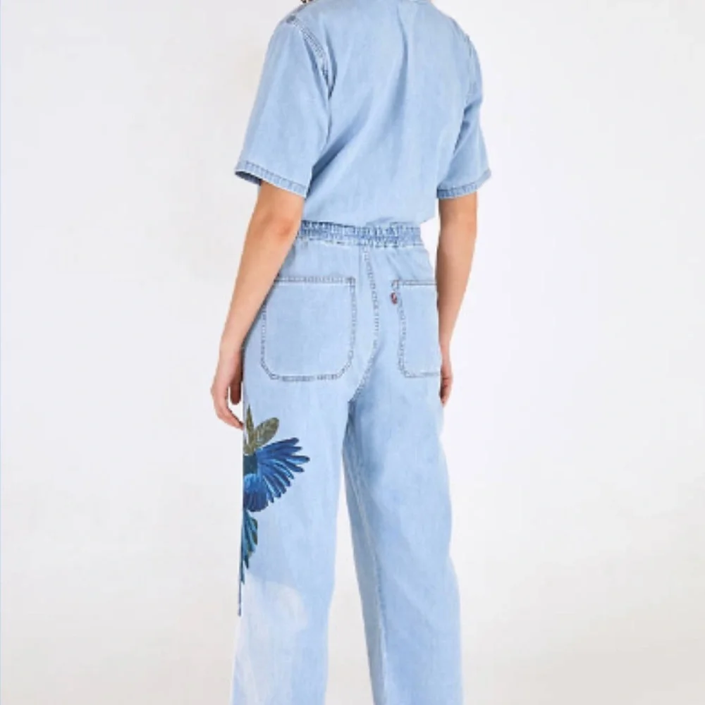 Levi’s X FARM RIO- Denim Jumpsuit with Parrot Print - Picture 2 of 11